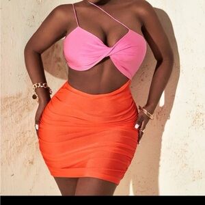 Pink and Orange Women's Dress‎